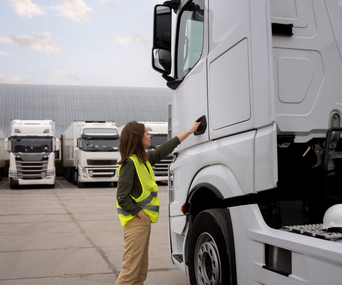 full-shot-woman-fixing-truck